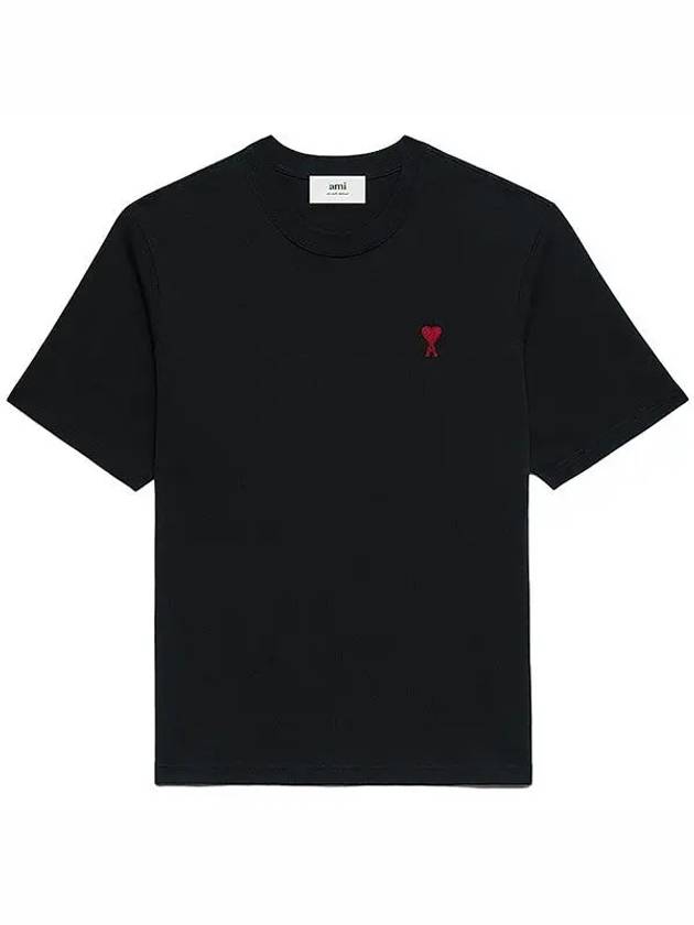 Small Heart Logo Boxy Fit Short Sleeve T-Shirt Black - AMI - BALAAN 2