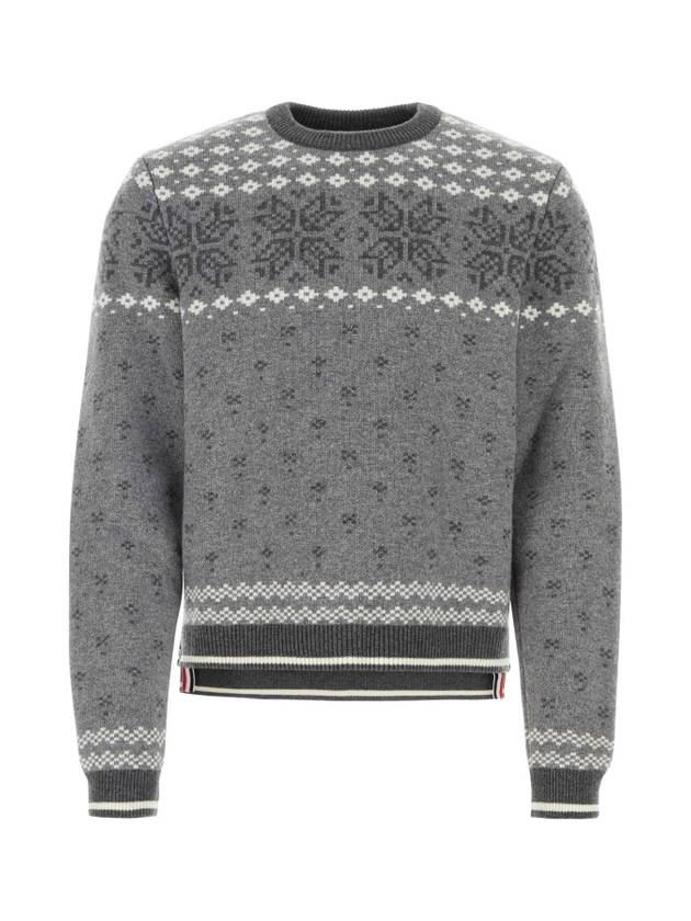 Snowflake Fair Isle Wool Knit Top Grey - THOM BROWNE - BALAAN 1