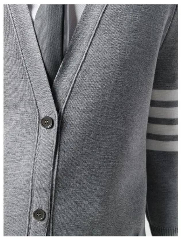 Milano Fine Merino Cardigan Light Grey - THOM BROWNE - BALAAN 10