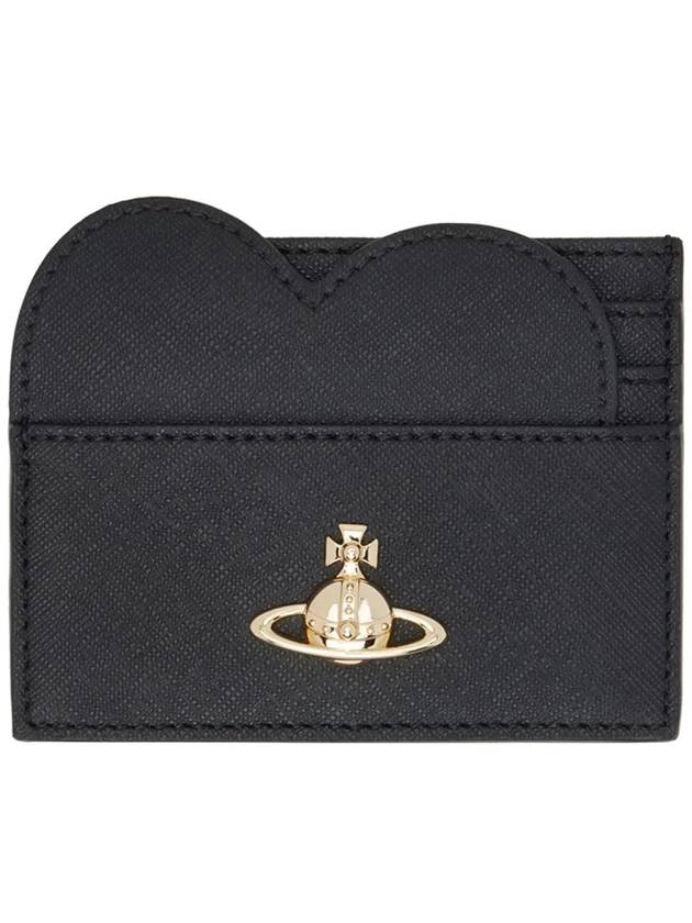 ORB Heart Saffiano Card Wallet Black - VIVIENNE WESTWOOD - BALAAN 2