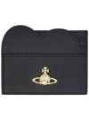 ORB Heart Saffiano Card Wallet Black - VIVIENNE WESTWOOD - BALAAN 3