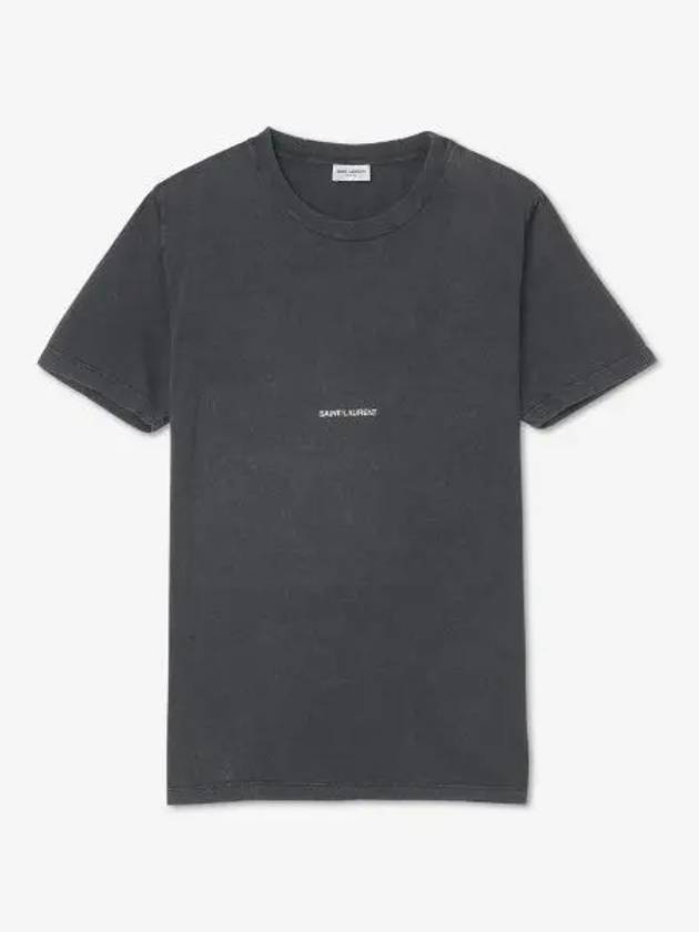 Destroyed Archive Logo Print Short Sleeve T-Shirt Black - SAINT LAURENT - BALAAN 2