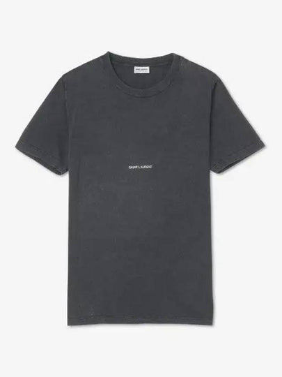 Destroyed Archive Logo Print Short Sleeve T-Shirt Black - SAINT LAURENT - BALAAN 2