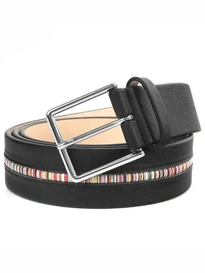 Signature Striped Leather Belt Black - PAUL SMITH - BALAAN 2