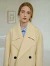 Oversized Double Wool Pea Coat Butter Milk - GOCORI - BALAAN 2