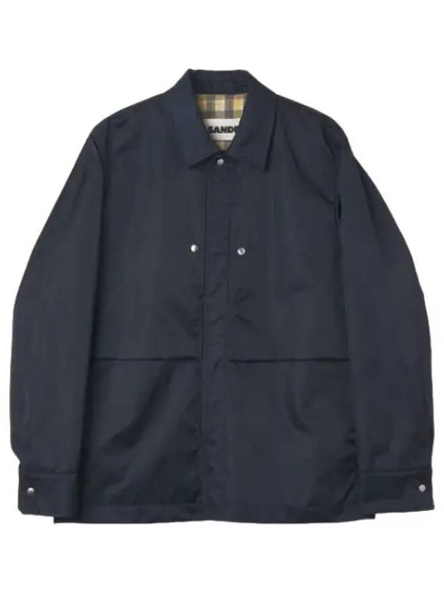 Press Studded Shirt Jacket Navy Jumper - JIL SANDER - BALAAN 1