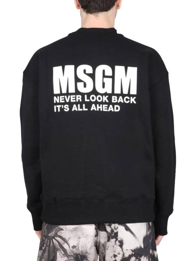 Back Logo Print Cotton Sweatshirt Black - MSGM - BALAAN 4