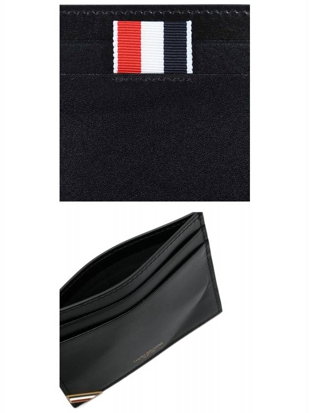 Three Stripe Tab Metal Logo Card Wallet Black - THOM BROWNE - BALAAN 6