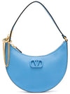 V Logo Hobo Leather Shoulder Bag Sky Blue - VALENTINO - BALAAN 9