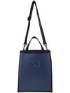 V logo tote bag navy black - VALENTINO - BALAAN.