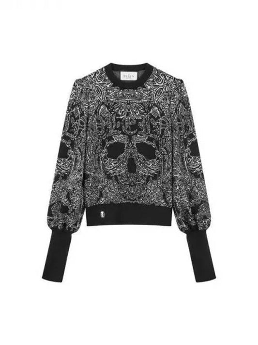 Women's volume sleeve jacquard knit black 271217 - PHILIPP PLEIN - BALAAN 1