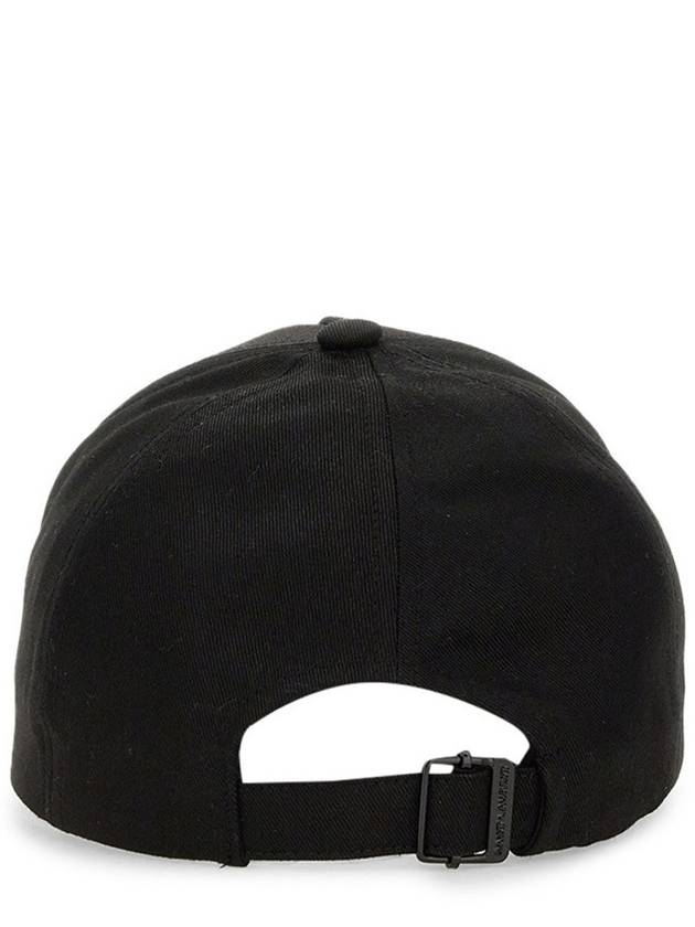 Embroidered Logo Gabardine Weave Cotton Ball Cap Black - SAINT LAURENT - BALAAN 4