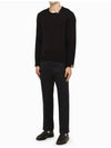 Intarsia Stitch Crew Neck Merino Wool Knit Top Navy - THOM BROWNE - BALAAN 6