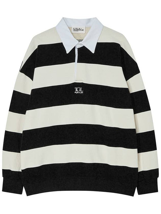 Striped Rugby Collar Sweatshirt Black - THE GREEN LAB - BALAAN 1