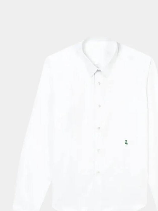 Logo Embroidered Cotton Shirt White - SPORTY & RICH - BALAAN 2
