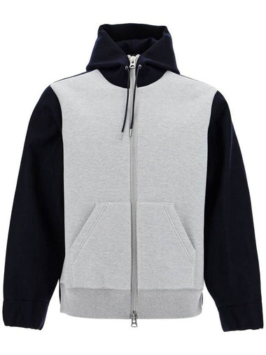 bicolor sweatshirt with zip and hood - SACAI - BALAAN 1