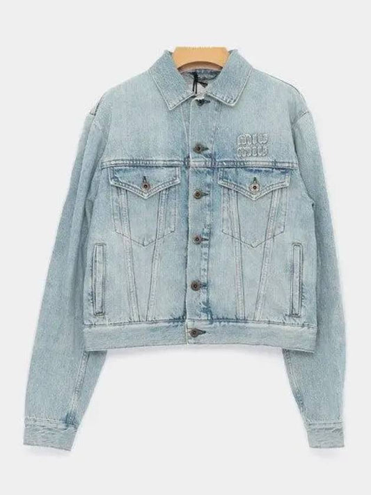 Logo Denim Jacket Blue - MIU MIU - BALAAN 2