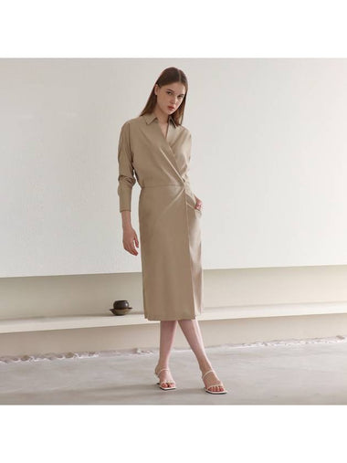 Karen Easy Fit Wrap Midi Dress Beige - SUBSET - BALAAN 1