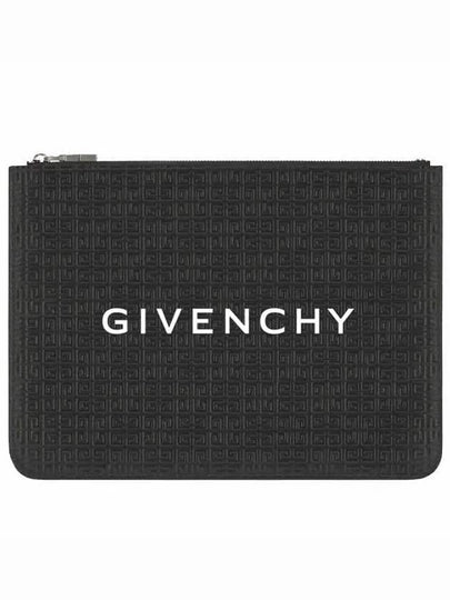 All Over Embossed Logo Zipper Clutch Bag Black - GIVENCHY - BALAAN 2