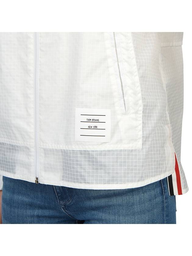 4 Bar Ripstop Polyamide Windbreaker White - THOM BROWNE - BALAAN 11