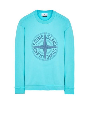 Garment Dying Compass Embroidery Logo Sweatshirt Blue - STONE ISLAND - BALAAN 1