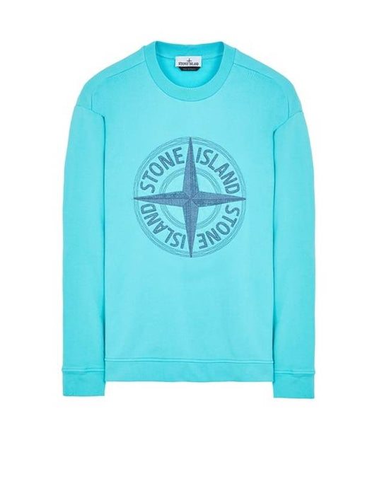 Garment Dying Compass Embroidery Logo Sweatshirt Blue - STONE ISLAND - BALAAN 1