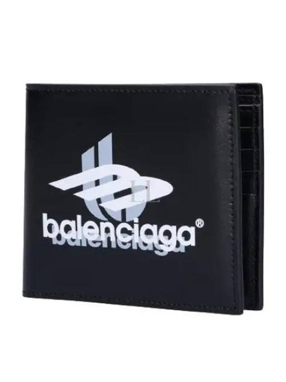 Logo Print Leather Half Wallet Black - BALENCIAGA - BALAAN 2