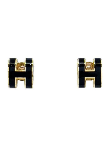 Petit Pop Ache Earrings Black Rose Gold 4HA1042 - HERMES - BALAAN 1