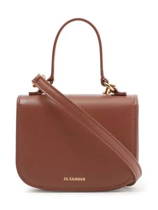 Halo Embossed Logo Detail Leather Mini Cross Bag Brown - JIL SANDER - BALAAN 2