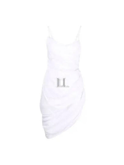 La Robe Saudade Asymmetric Draped Midi Dress White - JACQUEMUS - BALAAN 2