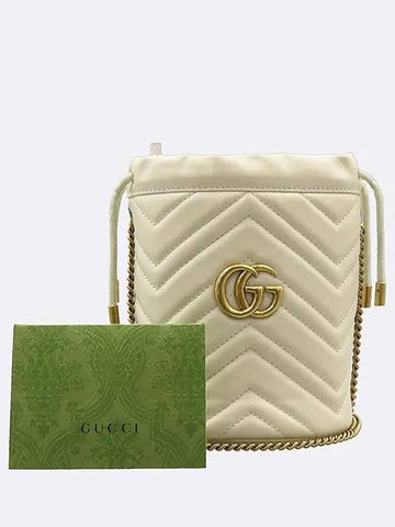 575163 Ivory leather GG Marmont mini bucket cross bag - GUCCI - BALAAN 1