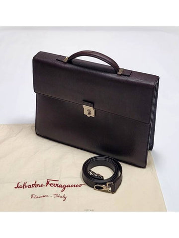 Genuine Ferragamo calfskin brown briefcase - SALVATORE FERRAGAMO - BALAAN 1