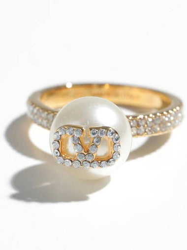 V logo pearl crystal ring - VALENTINO - BALAAN 1