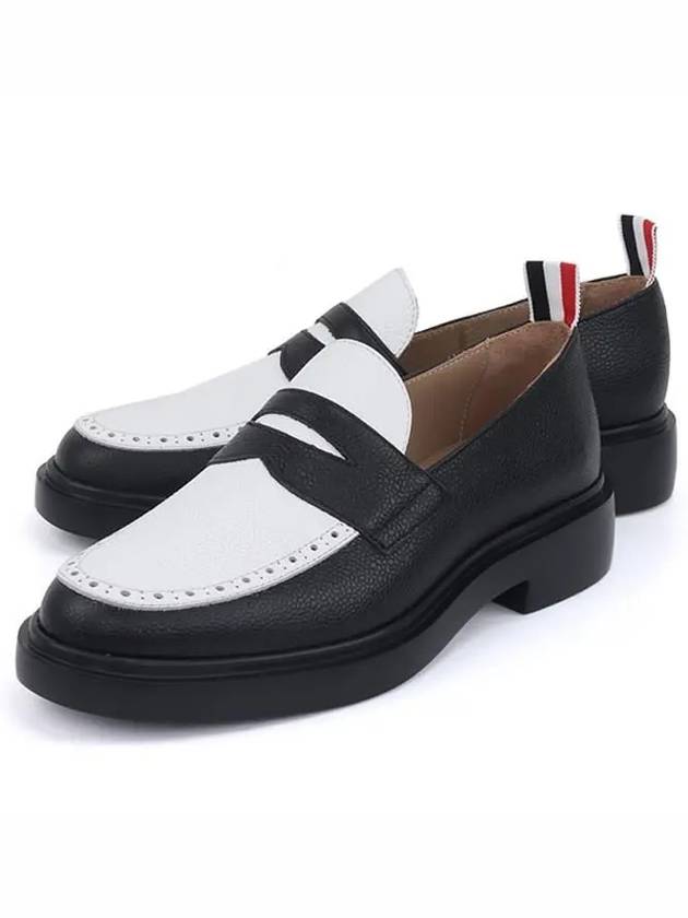 Lightweight Sole Penny Loafer White Black - THOM BROWNE - BALAAN.