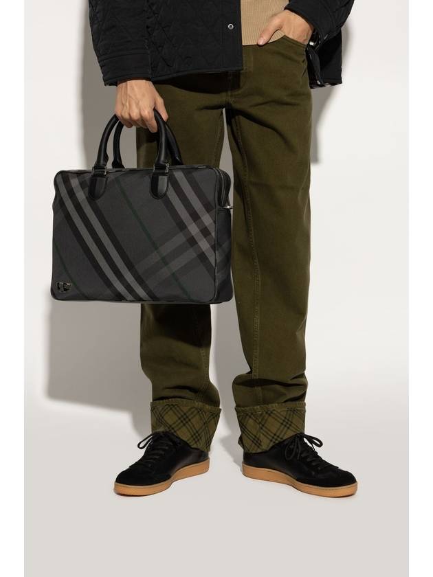 Grid Check Briefcase Charcoal - BURBERRY - BALAAN 3