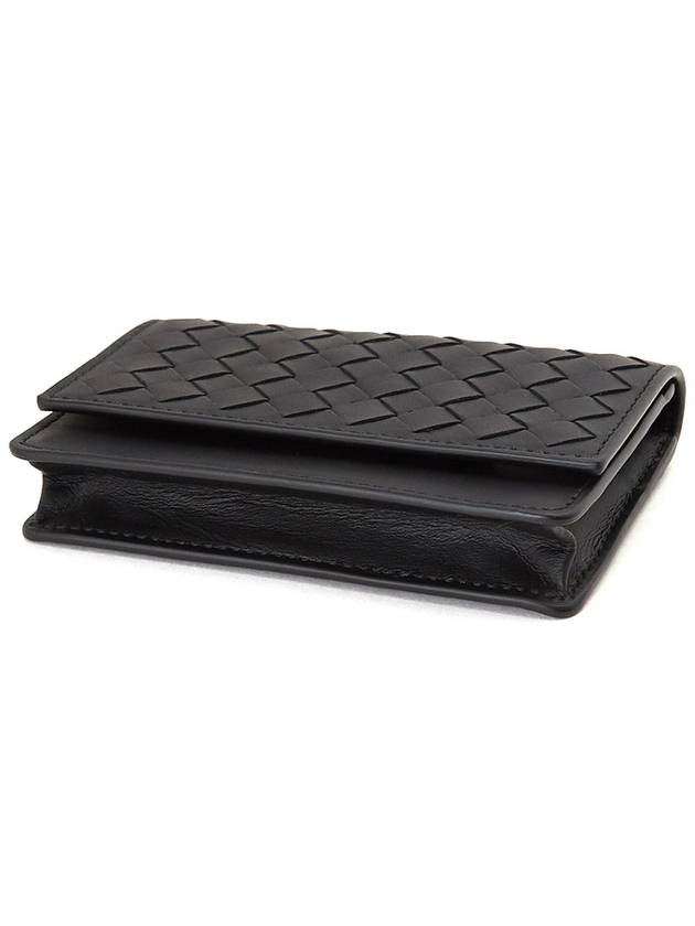 Intrecciato Flap Business Card Wallet Black - BOTTEGA VENETA - BALAAN 4