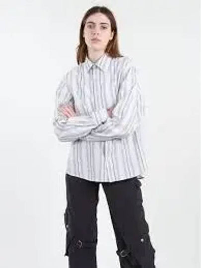 Micro Face Logo Patch Striped Long Sleeve Shirt Grey - ACNE STUDIOS - BALAAN 2