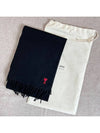 Small Heart Logo Wool Scarf Black - AMI - BALAAN 11