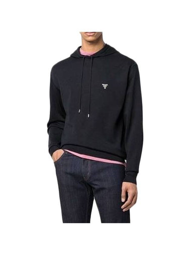 Silk Logo Hoodie Black - PRADA - BALAAN 1