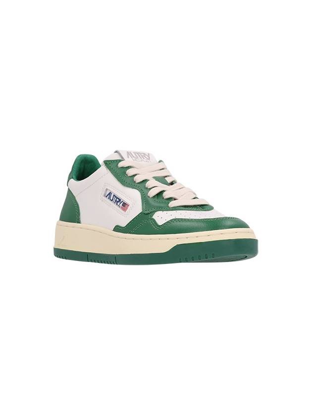 Women's Medalist Green Tab Leather Low Top Sneakers White - AUTRY - BALAAN 3