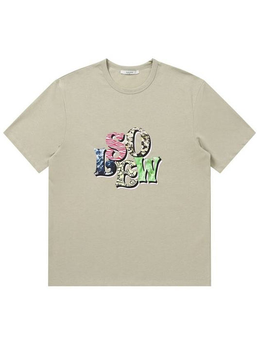 Men's Logo Graphic Short Sleeve T-Shirt Light Khaki SW23ETS02LE - SOLEW - BALAAN 2