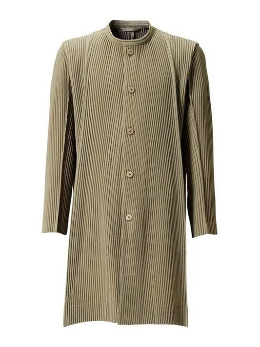 Homme Plissé Long Jacket Beige JA219 - ISSEY MIYAKE - BALAAN 1