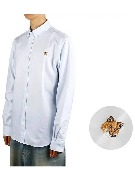 Fox Head Embroidery Long Sleeve Shirt Blue - MAISON KITSUNE - BALAAN 2