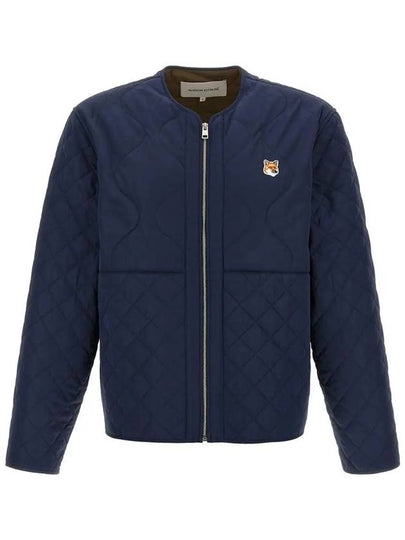 Institutional Fox Head Quilted Nylon Zip-Up Jacket Ink Blue - MAISON KITSUNE - BALAAN 2