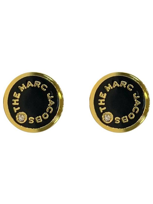 Medallion Stud Earrings Gold Black - MARC JACOBS - BALAAN 2