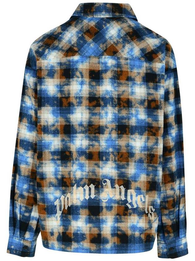 Palm Angels 'Check' Light Blue Cotton Shirt - PALM ANGELS - BALAAN 3