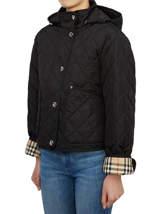 Diamond Quilted Crop Hoodie Jacket Black - BURBERRY - BALAAN 5