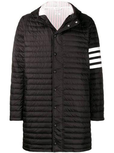 Men's 4 Bar Hooded Padding Black - THOM BROWNE - BALAAN 1