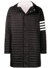 Men's 4 Bar Hooded Padding Black - THOM BROWNE - BALAAN 1