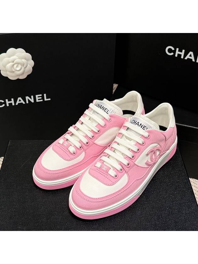 Women's Cotton Sneakers CC Logo Pink Jenny Sneakers - CHANEL - BALAAN 4